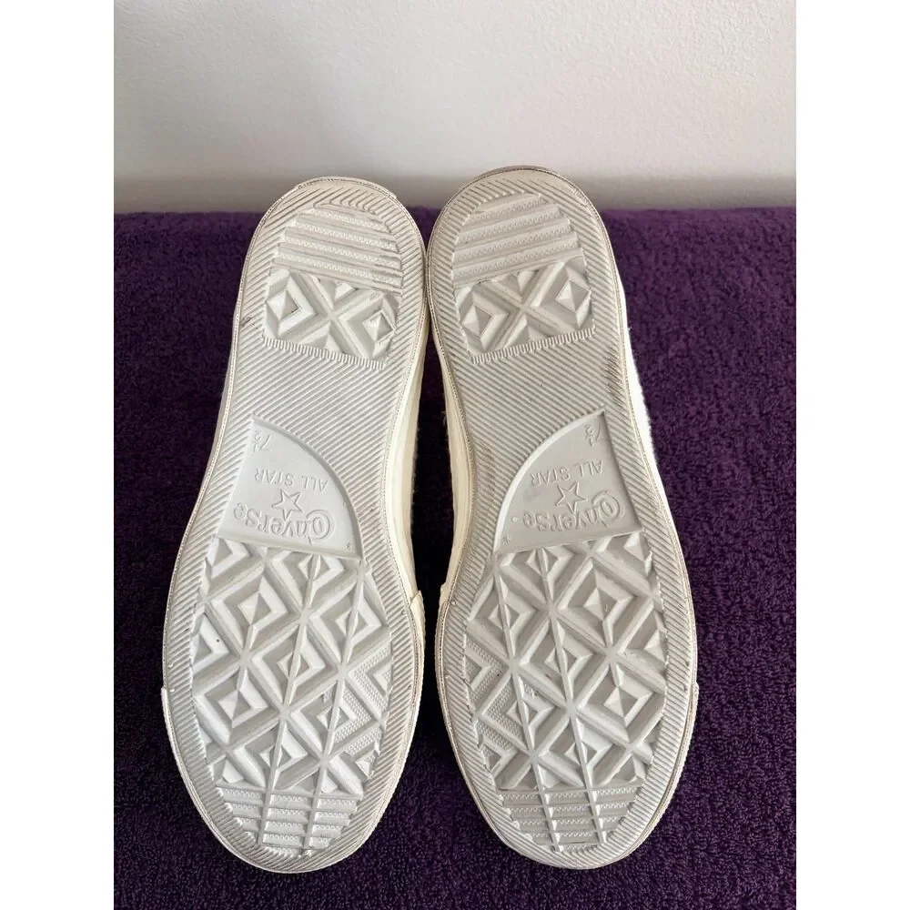 Converse Chuck 70 Hi Crochet Knit Sneakers Cream 9.5 Womens